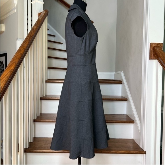 Calvin Klein Office Corpcore Gray V Neck Dress With Cap Sleeves - Picture 6 of 9